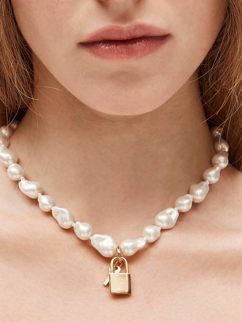 J.Crew Baroque pearl necklace with key pendant - Picture 2 of 5